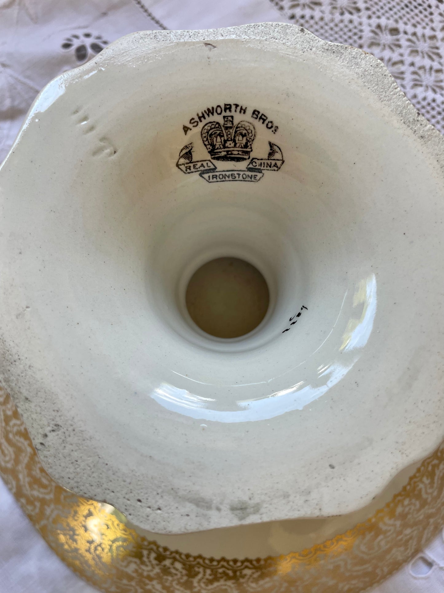 Glamorous Gilded Ironstone China Cake Stand