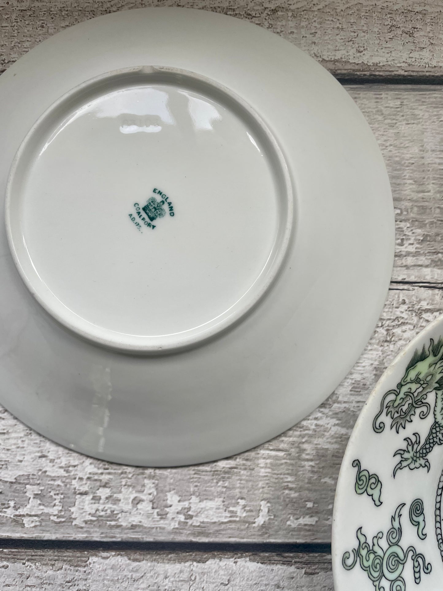 Pair of Coalport Green Dragon Plates