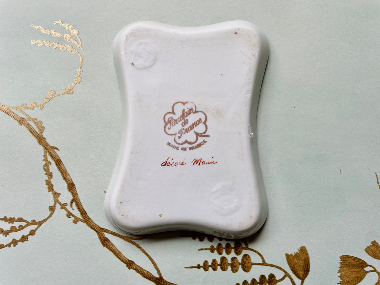 French Porcelain Turquoise Trinket Dish