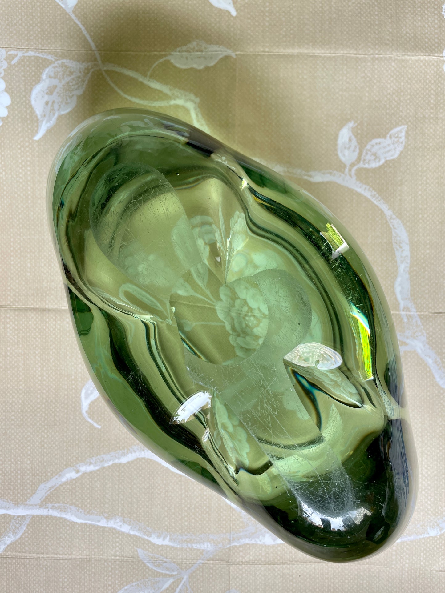 Mid Century Heavy Glass Bowl