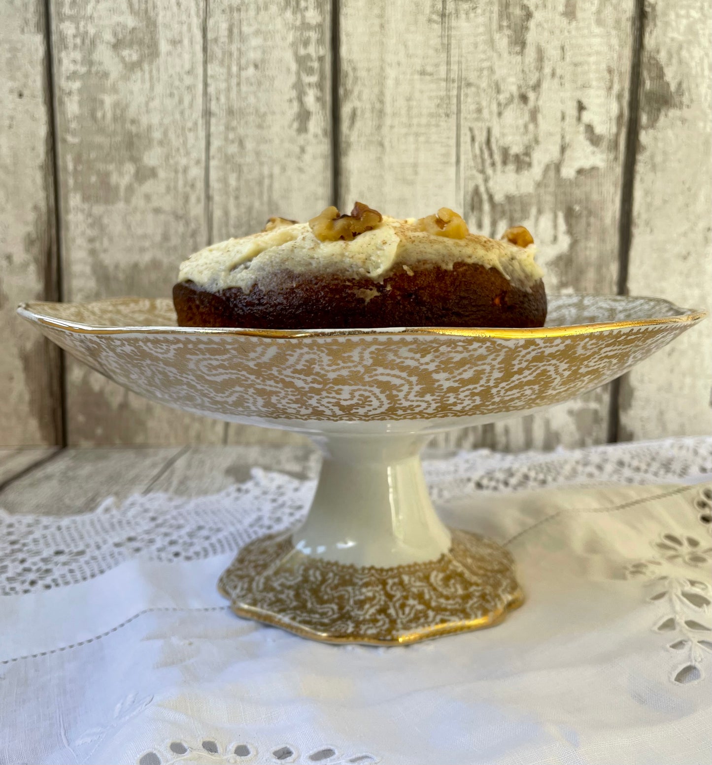 Glamorous Gilded Ironstone China Cake Stand