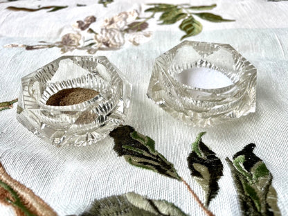 Vintage Glass Salt and Pepper Cellars