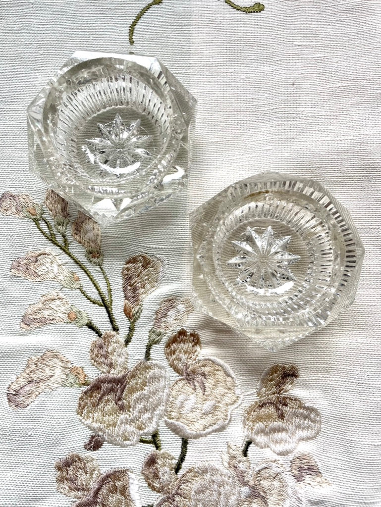 Vintage Glass Salt and Pepper Cellars