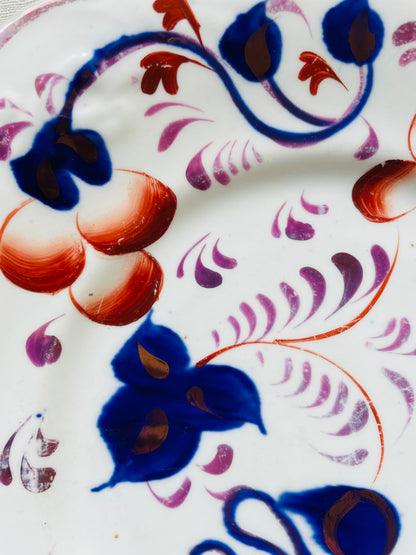 Antique Gaudy Welsh Cake Plate