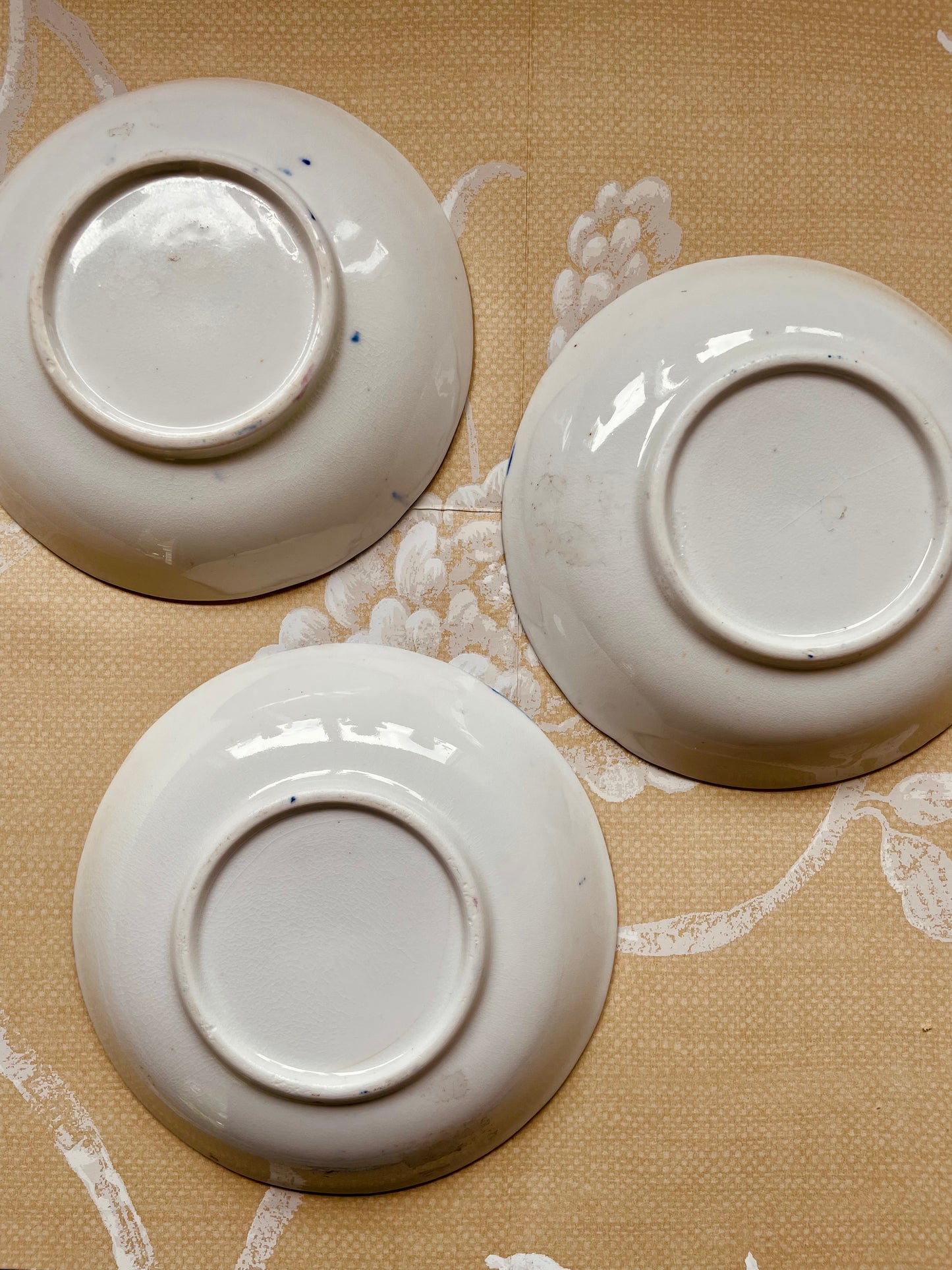 Three Antique Gaudy Welsh Cups and Saucers