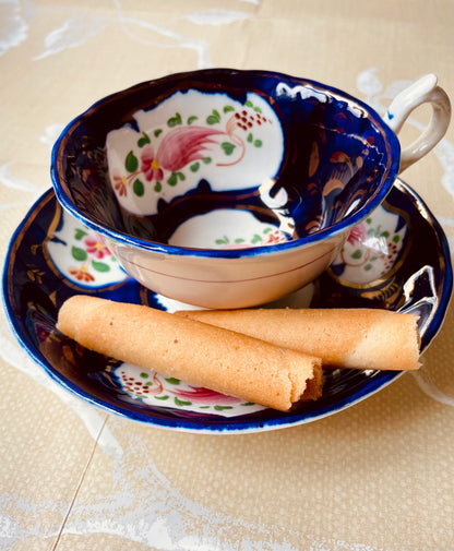 Three Antique Gaudy Welsh Cups and Saucers