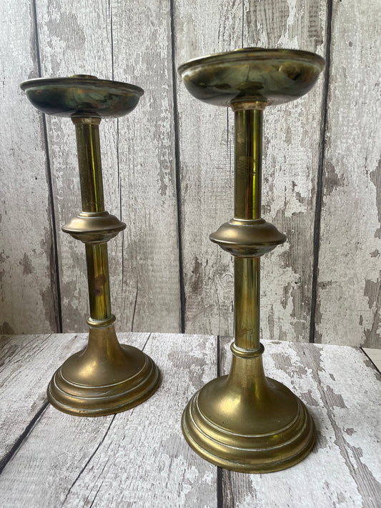 Large Pair of Brass Candlesticks
