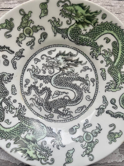 Pair of Coalport Green Dragon Plates