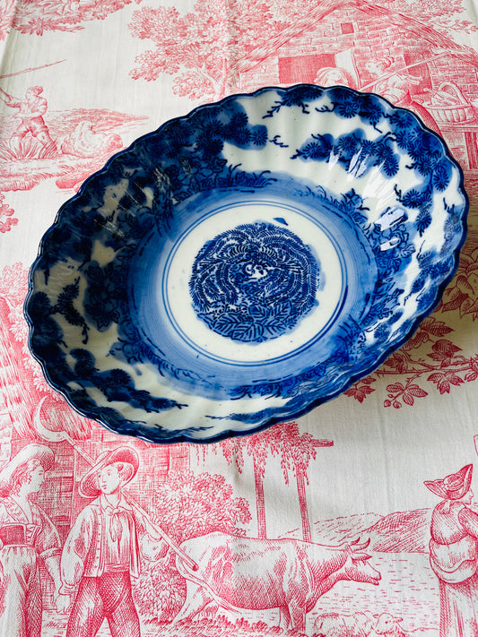 Antique Oval Japanese Bowl