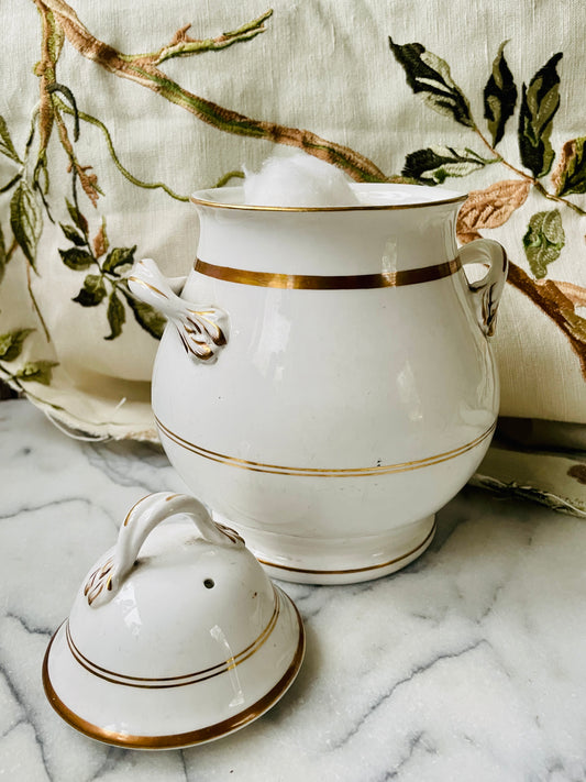 Vintage White China Lidded Cachepot