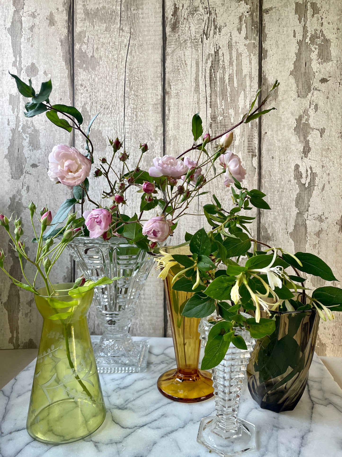 1950s Ridged Glass Bud Vase