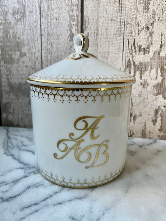 White and Gold China Cachepot