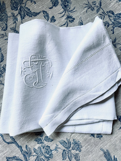 Large Linen 'GT' Monogrammed Hand Towel