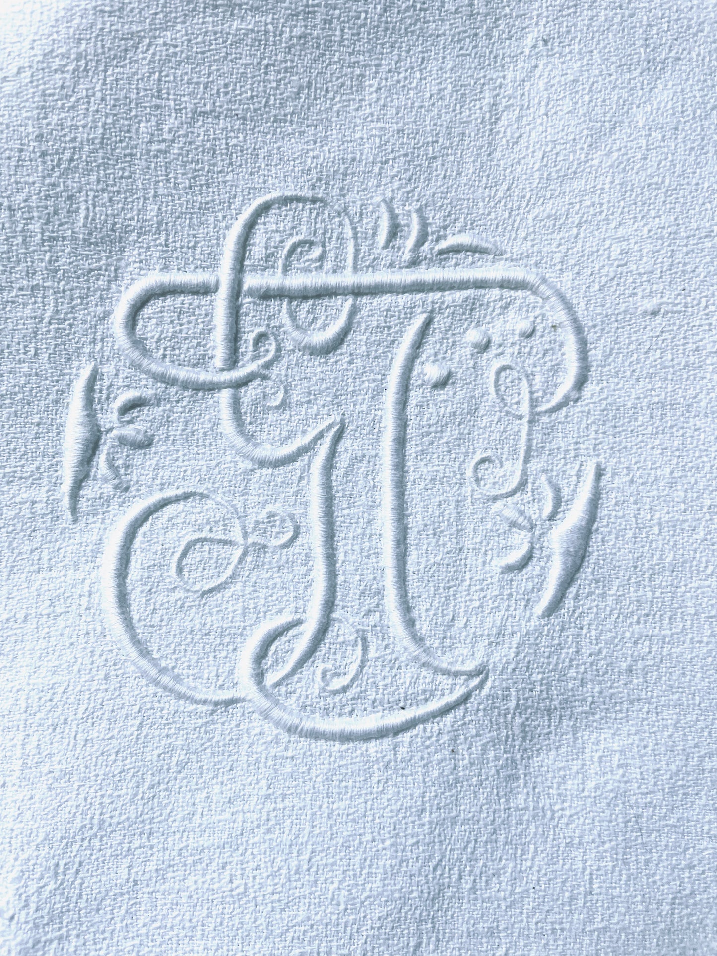 Large Linen 'GT' Monogrammed Hand Towel