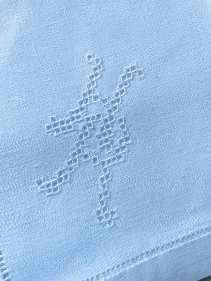 Set of 6 Small 'HR' Monogrammed Linen Napkins