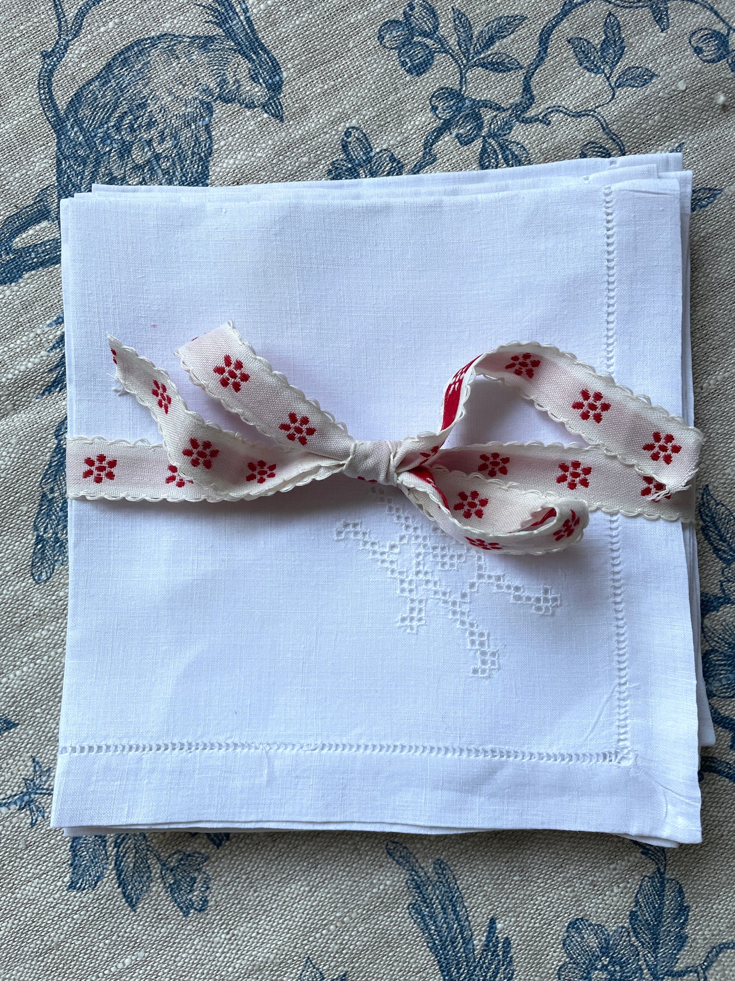 Set of 6 Small 'HR' Monogrammed Linen Napkins