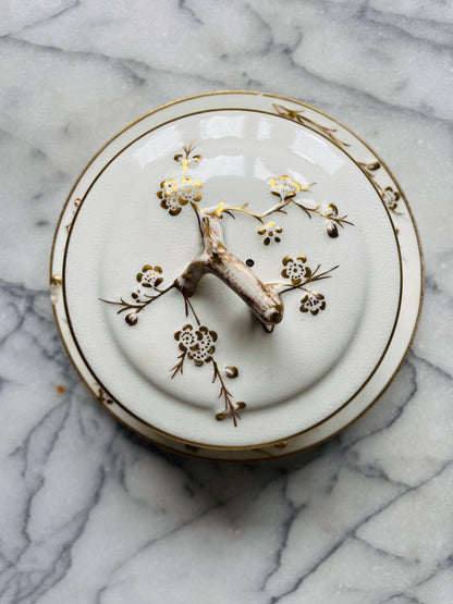 Gilded White Porcelain Butter Dish