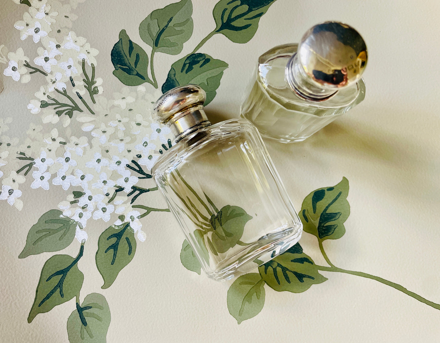 Antique Glass and Sterling Silver Perfume Bottles