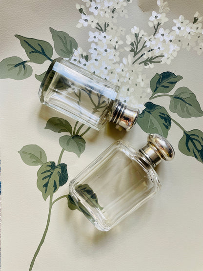 Antique Glass and Sterling Silver Perfume Bottles