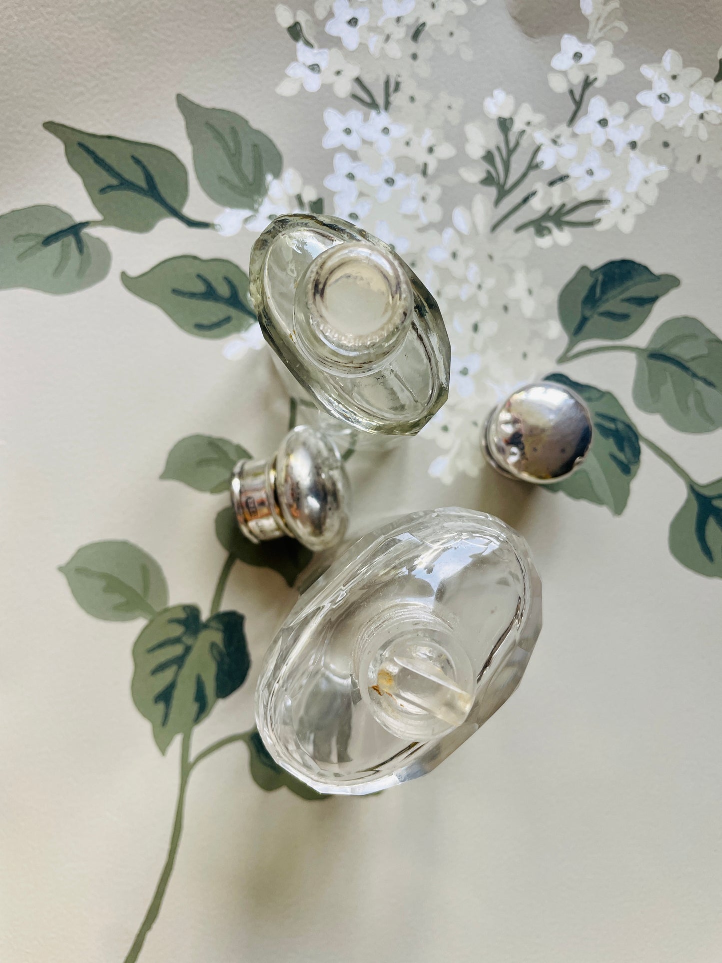 Antique Glass and Sterling Silver Perfume Bottles