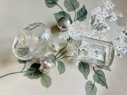 Antique Glass and Sterling Silver Perfume Bottles