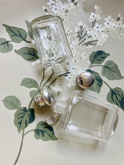 Antique Glass and Sterling Silver Perfume Bottles