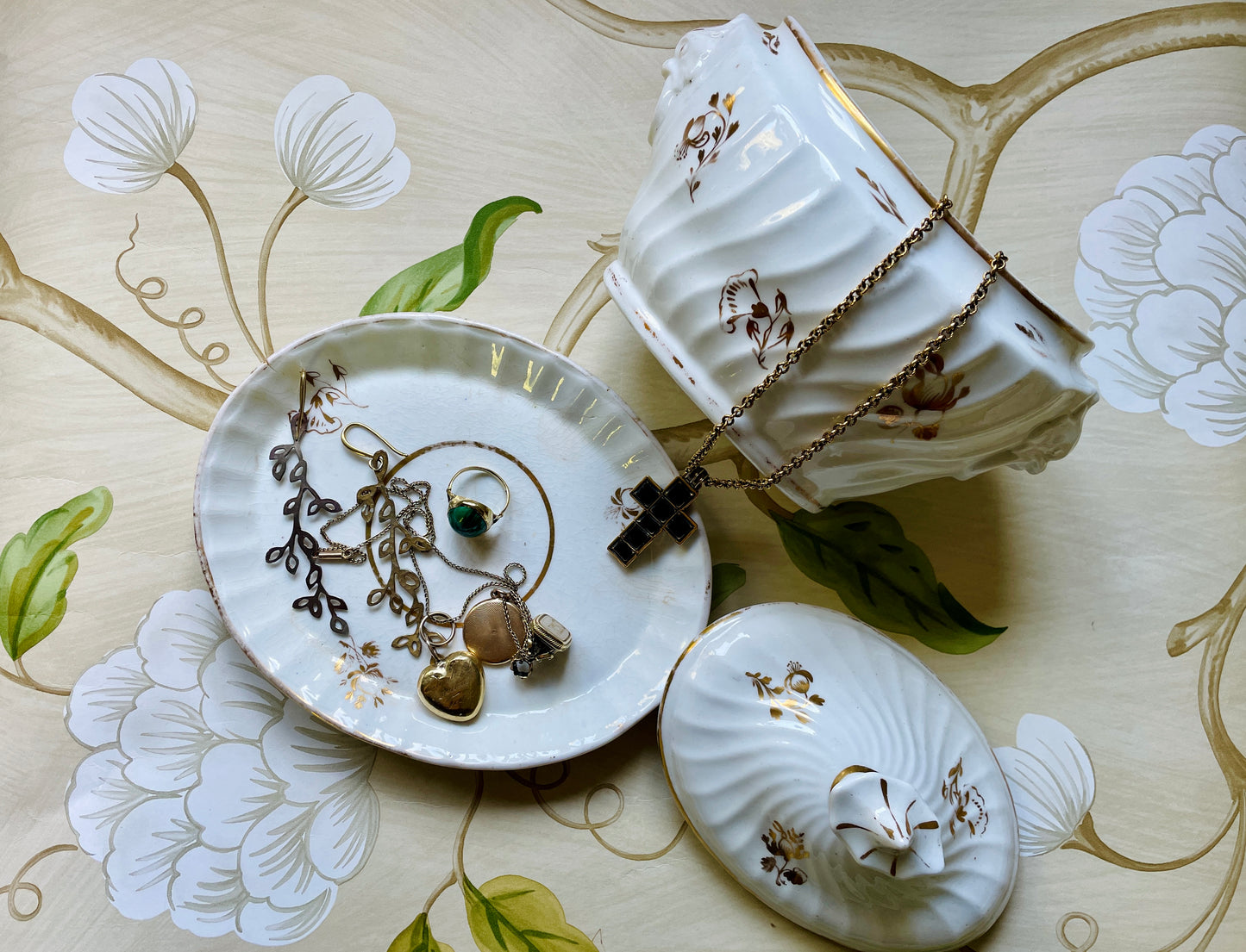 Antique Fluted White Bone China Sucrier