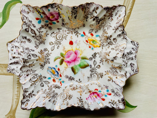 James Kent Small Floral Dish with Handles