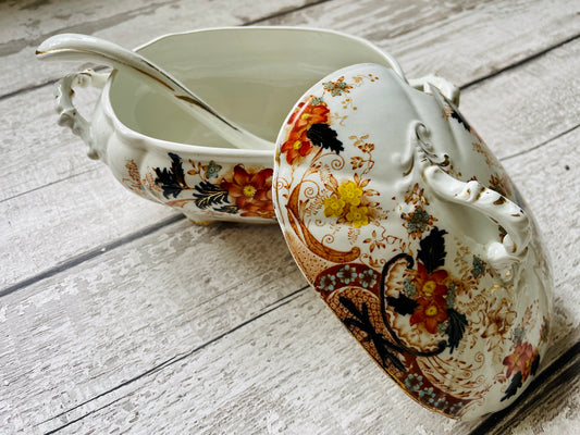 Antique Sauce Tureen with spoon