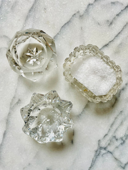 Set of 3 Cut Glass Salt Cellars