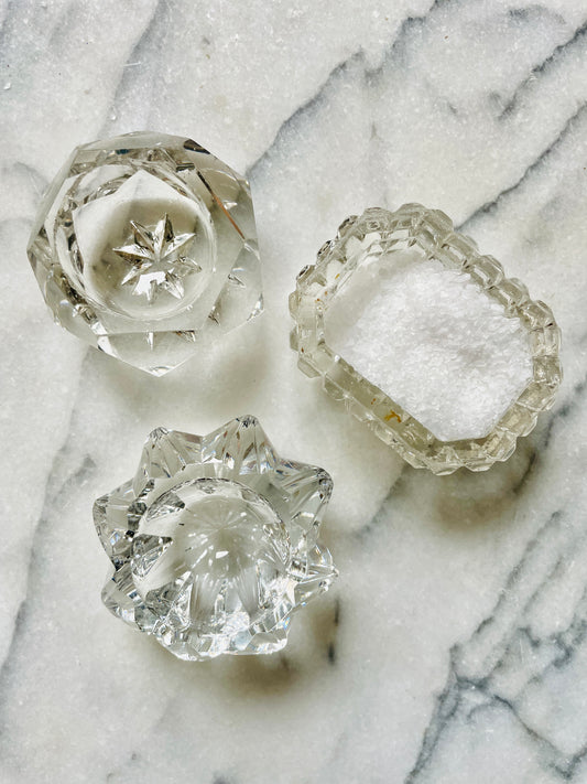Set of 3 Cut Glass Salt Cellars