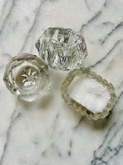 Set of 3 Cut Glass Salt Cellars