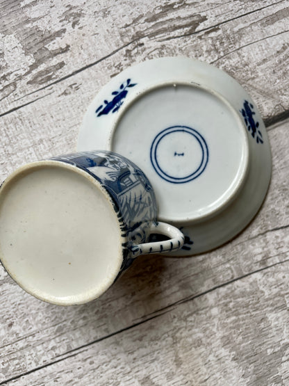 Set of Four Antique Dutch Coffee Cans and Saucers