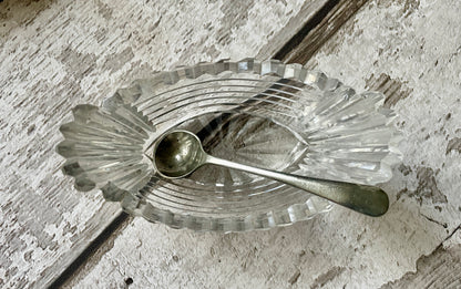 Antique Cut Glass Salt Cellar and Spoon