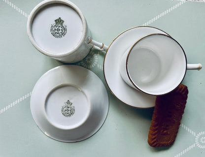 Pair of Antique Royal Worcester Espresso Cups and Saucers