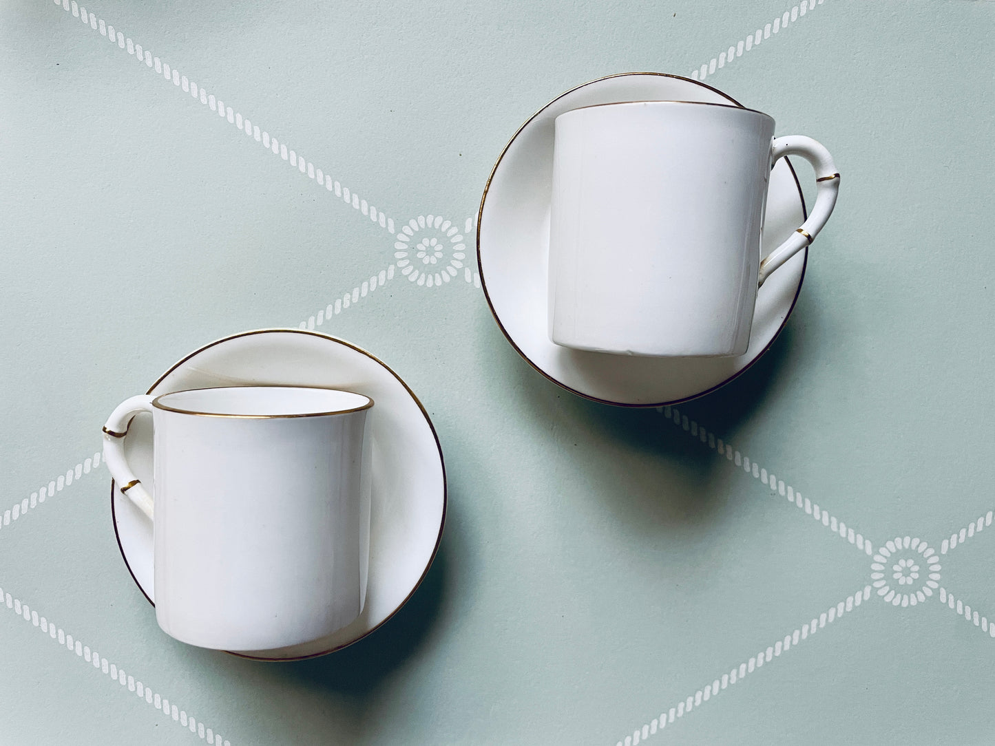 Pair of Antique Royal Worcester Espresso Cups and Saucers
