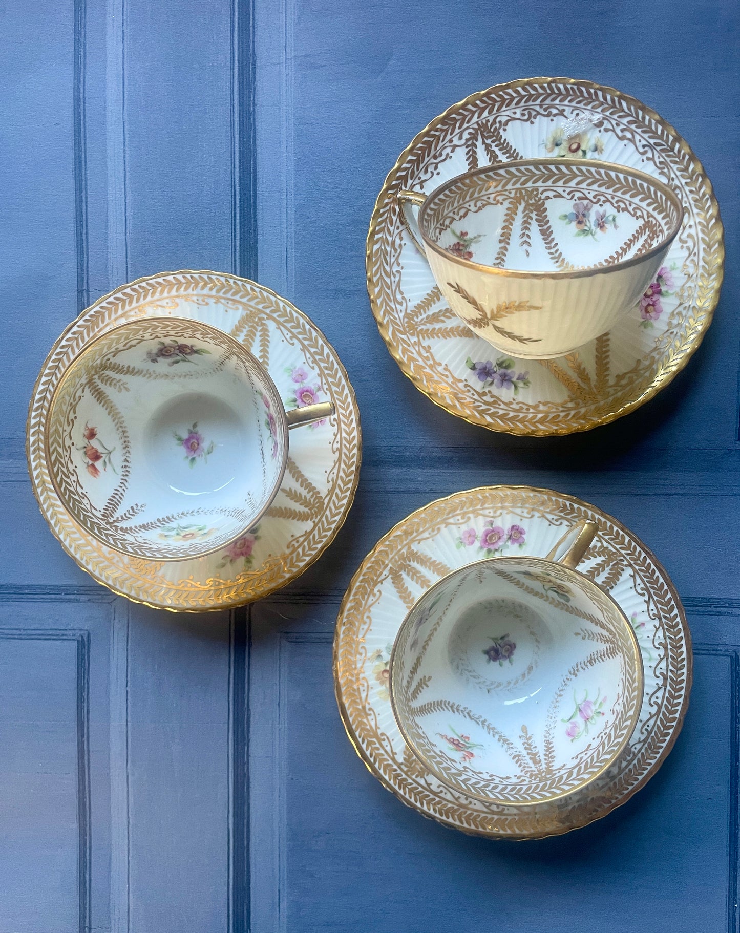 Antique Wurttemberg Cup and Saucer Trio