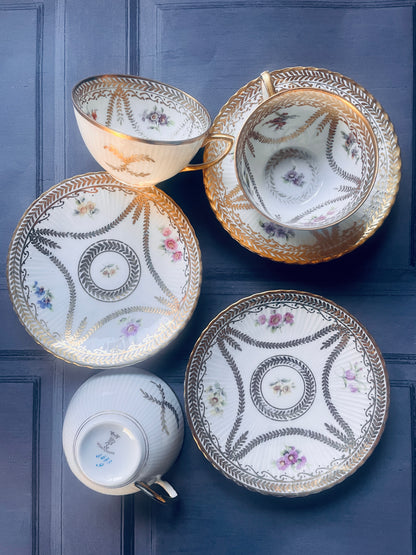 Antique Wurttemberg Cup and Saucer Trio