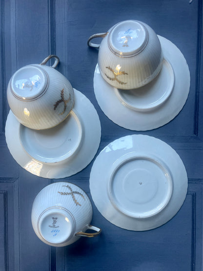 Antique Wurttemberg Cup and Saucer Trio