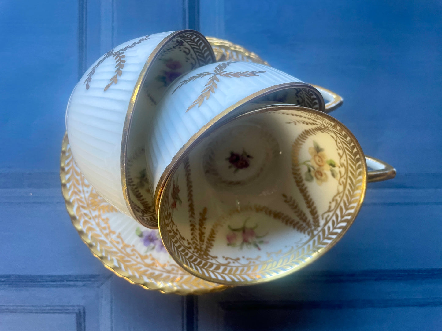 Antique Wurttemberg Cup and Saucer Trio