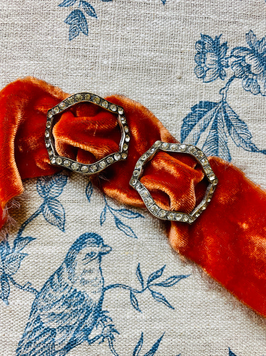Pretty pair of 19thc Diamante Shoe Buckles