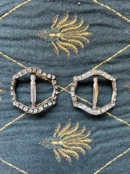 Pretty pair of 19thc Diamante Shoe Buckles