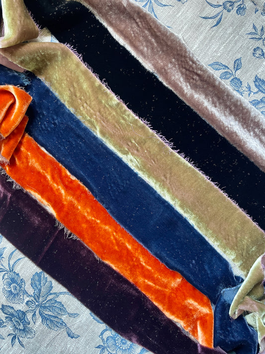 Hand Torn Silk Velvet Ribbon