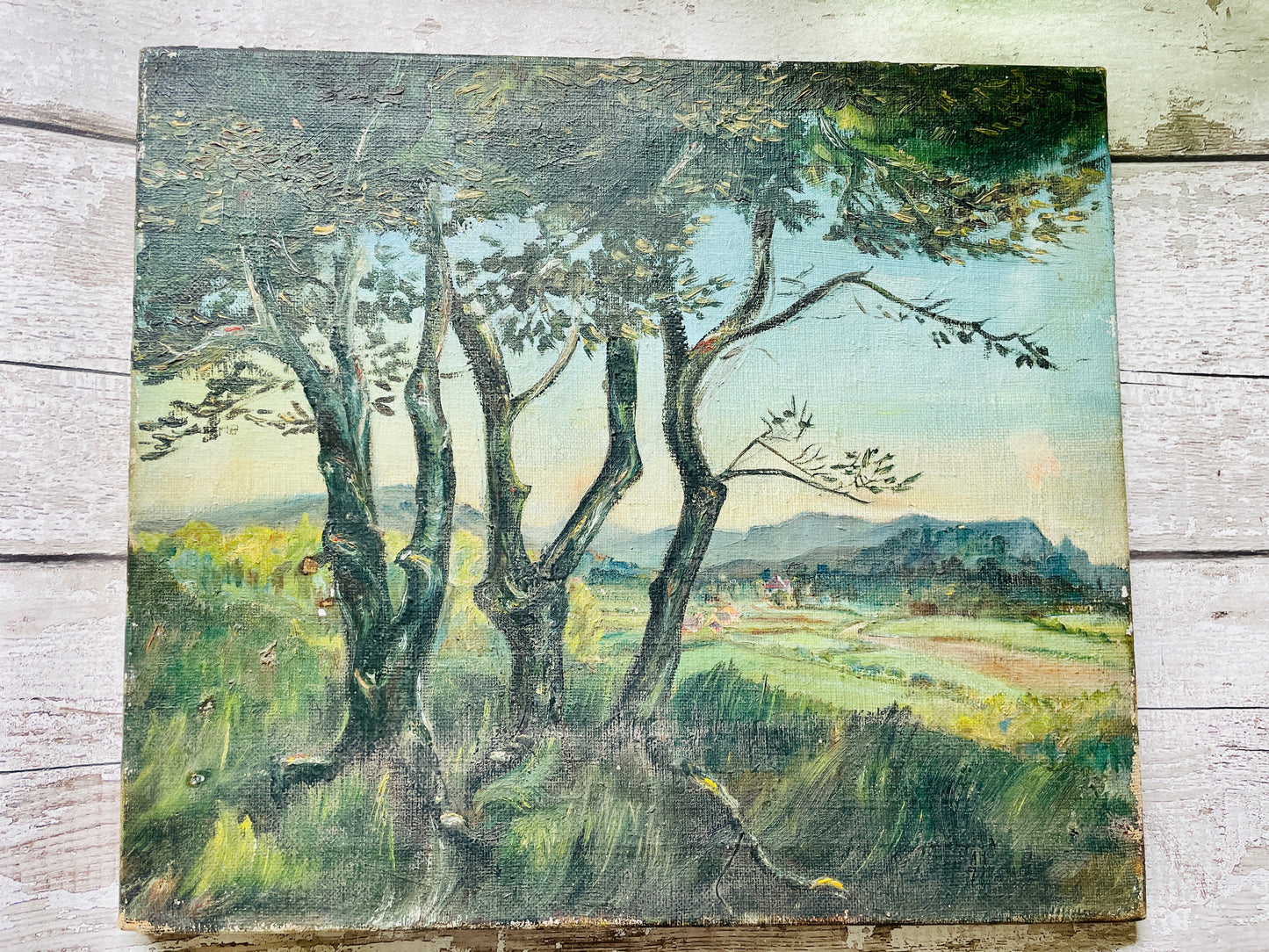 Vintage Landscape Oil Painting on Canvas