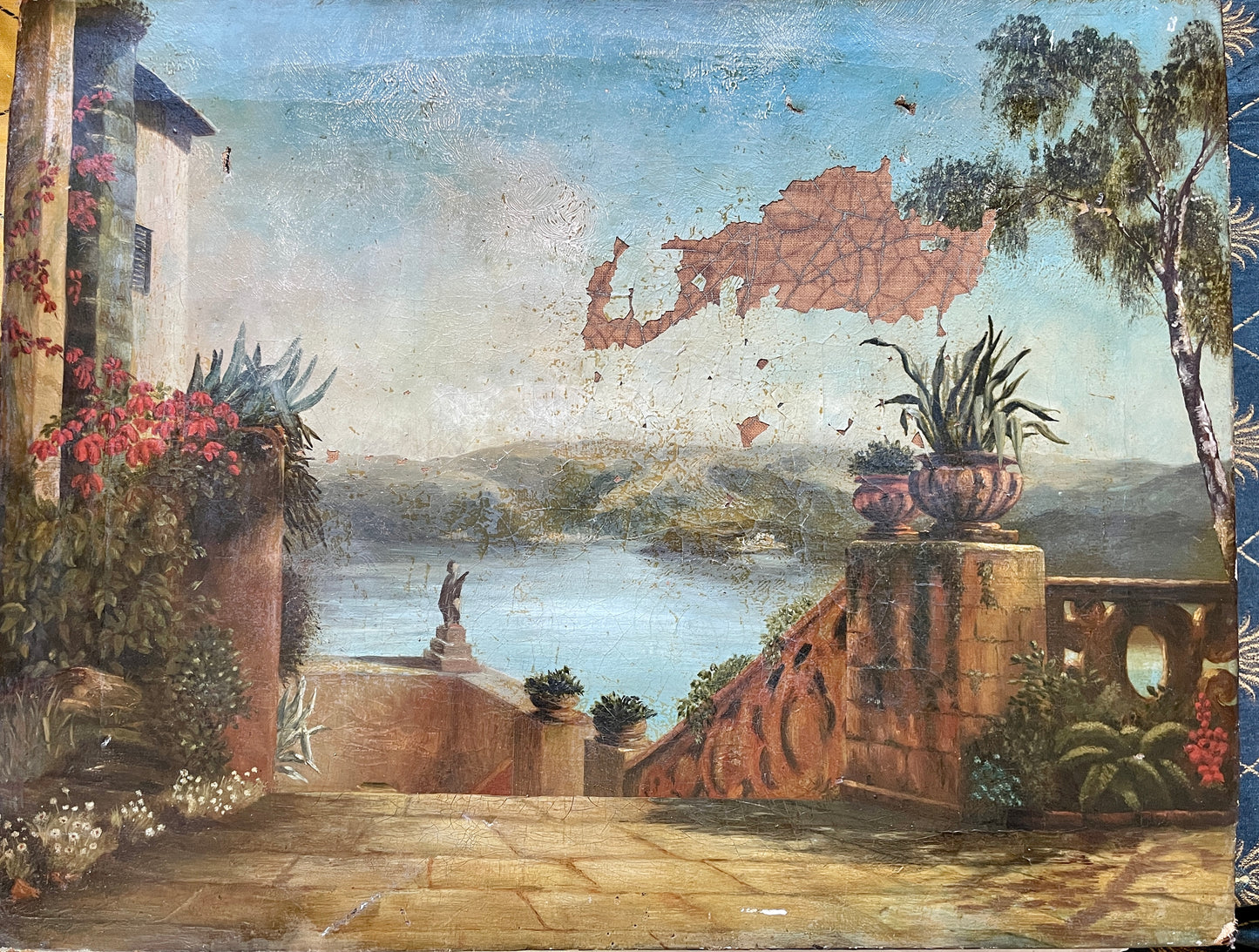 Vintage Mediterranean Scenic Oil Painting