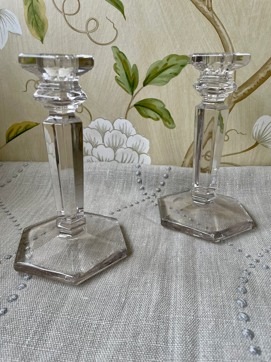 Vintage Chunky Glass Candlestick