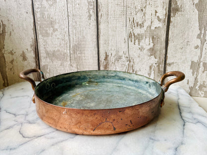 Flat Copper Pan with Handles