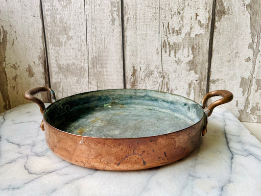 Flat Copper Pan with Handles